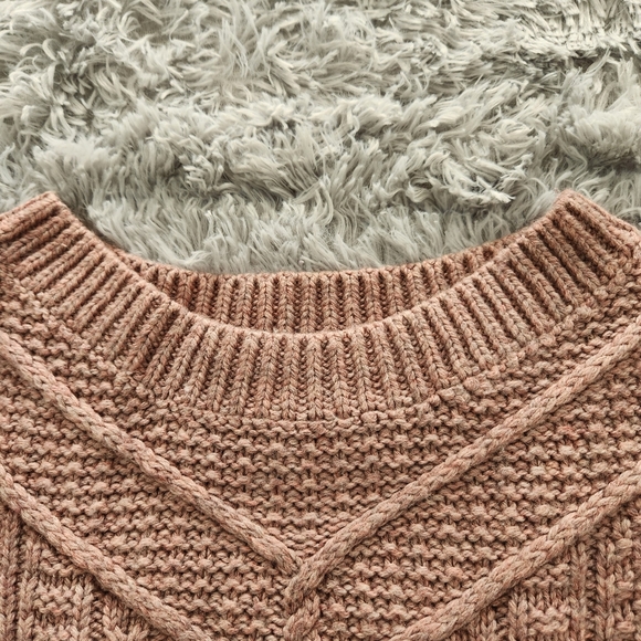 Moda International Mauve Wool Blend Mixed Stitch Boatneck Fitted Sweater - Picture 5 of 7